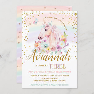 A Magical Day Sorbet Unicorn Birthday Invitation