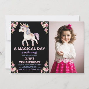 A Magical Day Unicorn Birthday Invitations photo