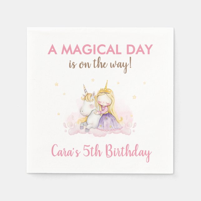 A Magical Day Unicorn Birthday Party  Napkins (Front)