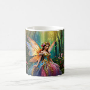 A magical fairy in an enchanted forest coffee mug