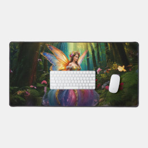 A Magical Fairy in an Enchanted Forest Desk Mat