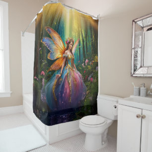 A Magical Fairy in an Enchanted Forest Shower Curtain