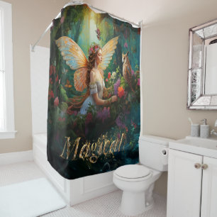 A magical fairy pond Magical Decorative Text Shower Curtain