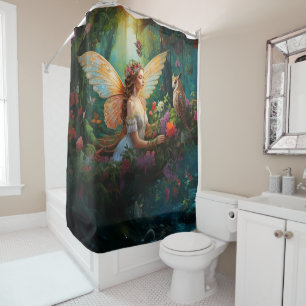 A magical fairy pond Magical Decorative Text Shower Curtain