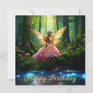 A magical fairy woodland forest Happy Birthday Card