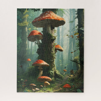 a magical forest, mushrooms, a mystical forest, to jigsaw puzzle