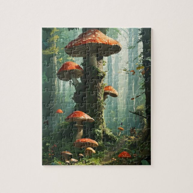 a magical forest, mushrooms, a mystical forest, to jigsaw puzzle (Vertical)