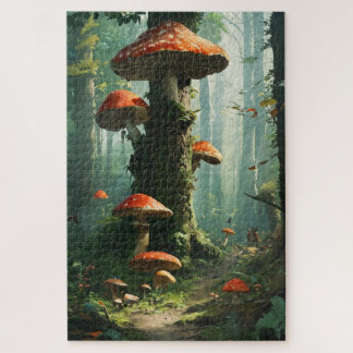a magical forest, mushrooms, a mystical forest, to jigsaw puzzle