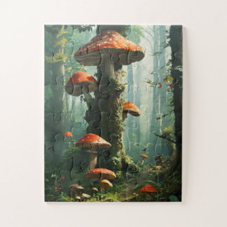 a magical forest, mushrooms, a mystical forest, to jigsaw puzzle