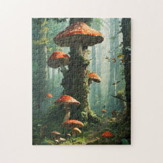 a magical forest, mushrooms, a mystical forest, to jigsaw puzzle