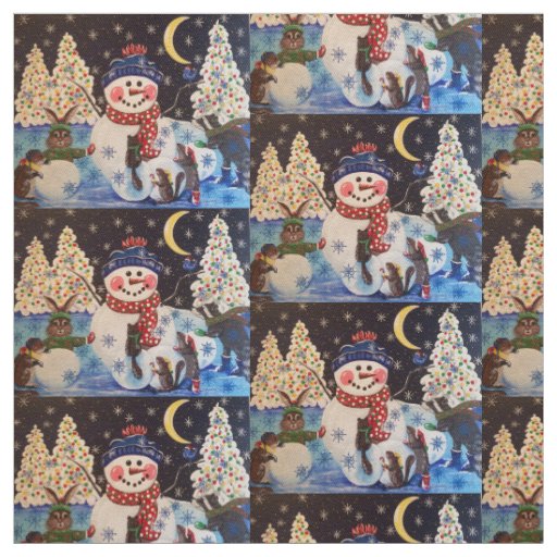 "A Magical Night in the Snow" Fabric
