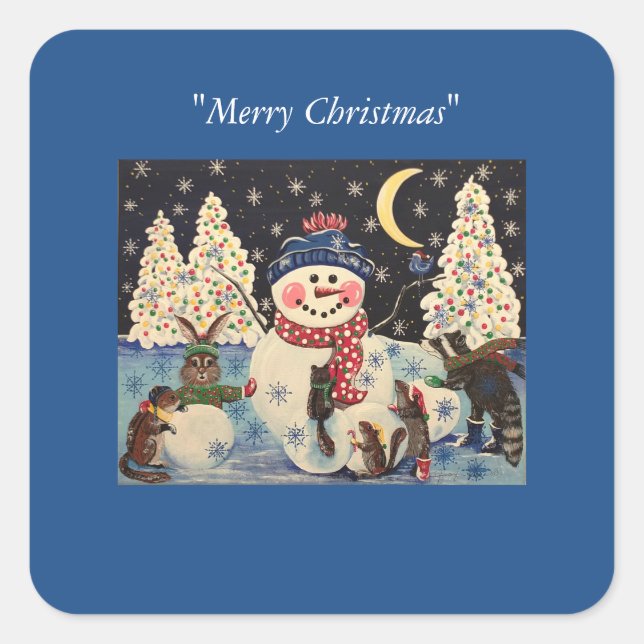 "A Magical Night in the Snow" Square Sticker (Front)