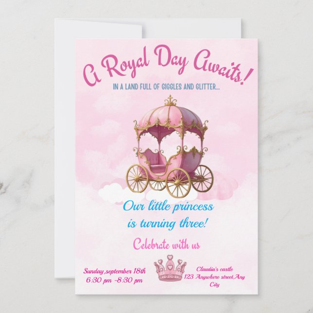 A Magical Princess Party Invitation (Front)