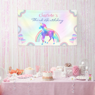 A Magical Rainbow Unicorn Happy Birthday Party Banner