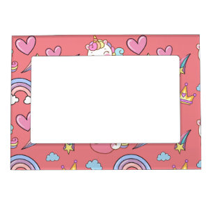 A Magical Rainbow Unicorn Happy Birthday Party Magnetic Frame