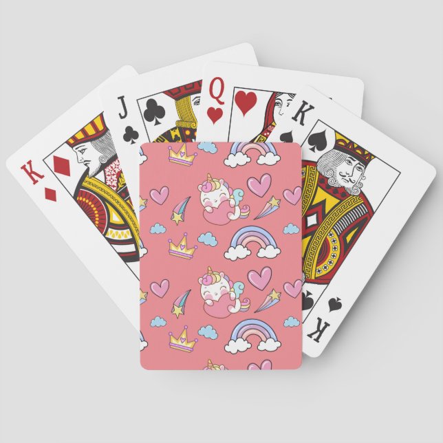 A Magical Rainbow Unicorn Happy Birthday Party Poker Cards (Back)