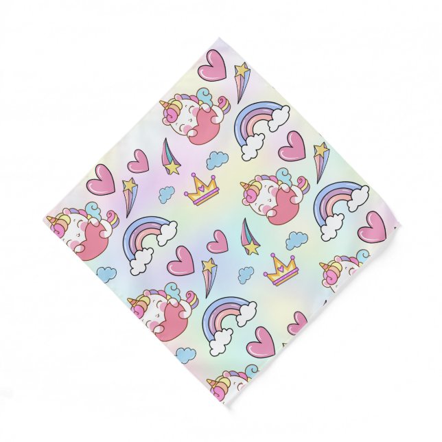 A Magical Rainbow Unicorn Pattern  Birthday Party Bandana (Front)