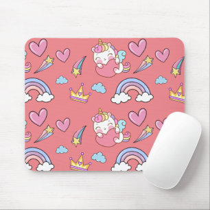 A Magical Rainbow Unicorn Pattern Birthday Party Mouse Pad