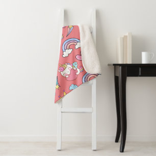 A Magical Rainbow Unicorn Pattern Birthday Party Sherpa Blanket