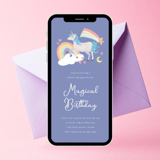 A Magical Unicorn and Rainbow Birthday Party Invit Invitation
