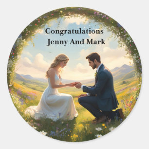 A Magical Wedding Proposal,  Classic Round Sticker