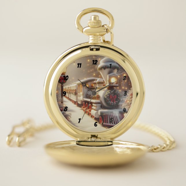 A Magical Winter Wonderland Christmas Train Pocket Watch (Inside)