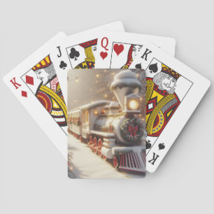 A Magical Winter Wonderland Christmas Train Poker Cards