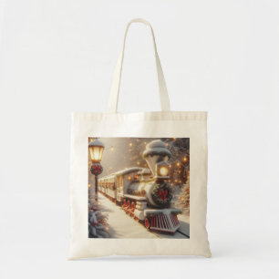 A Magical Winter Wonderland Christmas Train Tote Bag