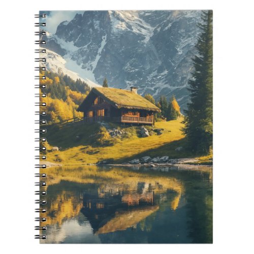 A magnificent mountain landscape with nature notebook