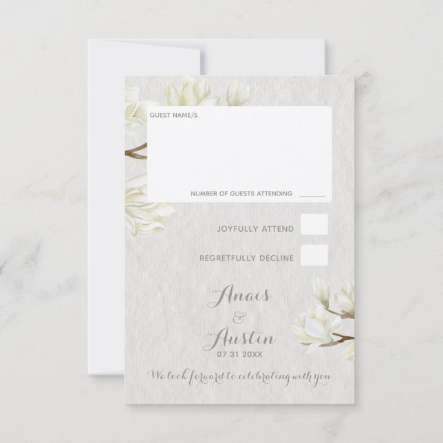 A Magnolia Afternoon Wedding RSVP Card (Back)