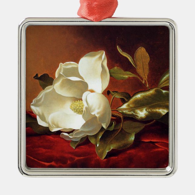 A Magnolia on Red Velvet, Metal Ornament (Front)