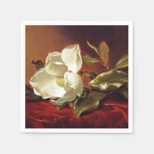 A Magnolia on Red Velvet Napkins