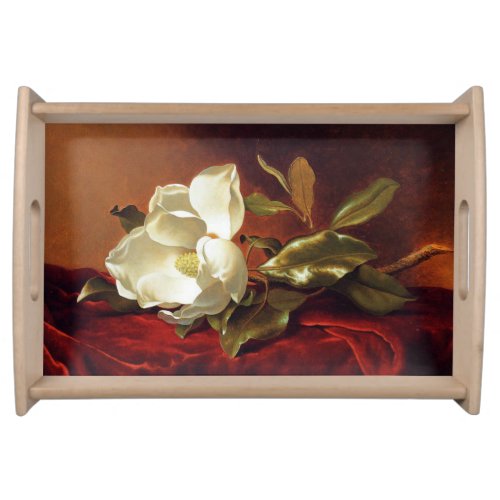 A Magnolia on Red Velvet Serving Tray