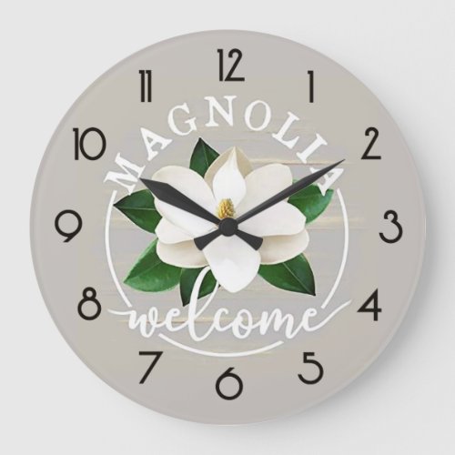 A Magnolia Welcome  Large Clock