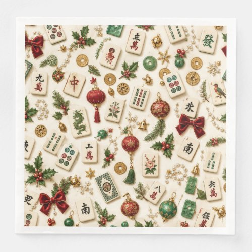 A Mahjong Christmas Paper Dinner Napkins