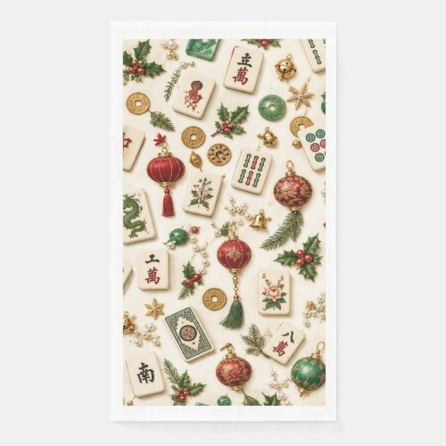 A Mahjong Christmas Paper Guest Towels