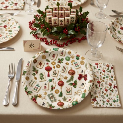 A Mahjong Christmas  Paper Plates