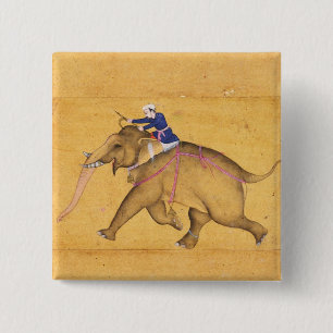 A Mahout riding an Elephant, from the Large Clive Pinback Button