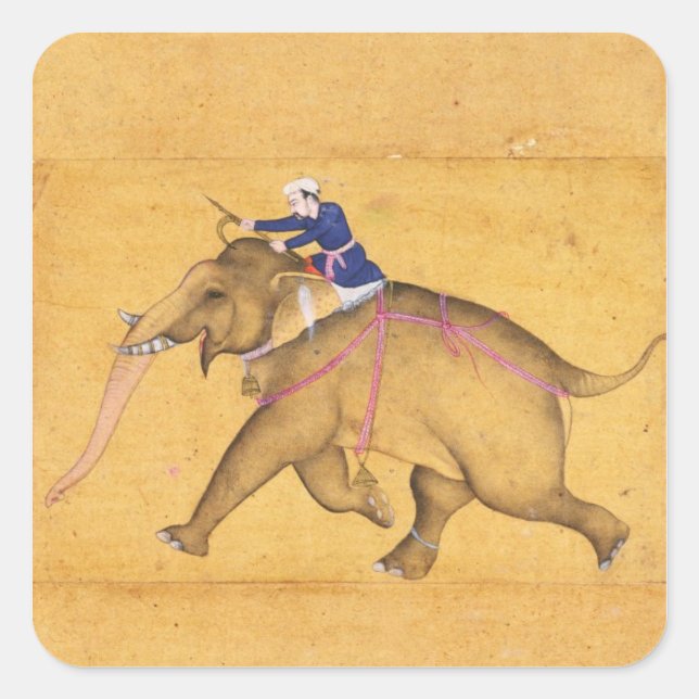 A Mahout riding an Elephant, from the Large Clive Square Sticker (Front)