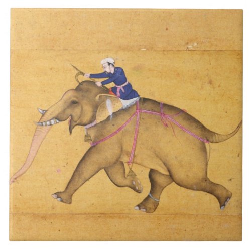 A Mahout riding an Elephant from the Large Clive Tile