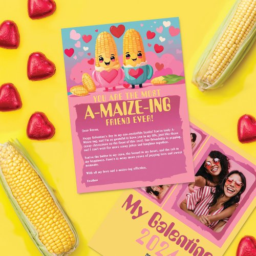 A_Maize_ing Friend Corny Photo Galentines Day Holiday Card
