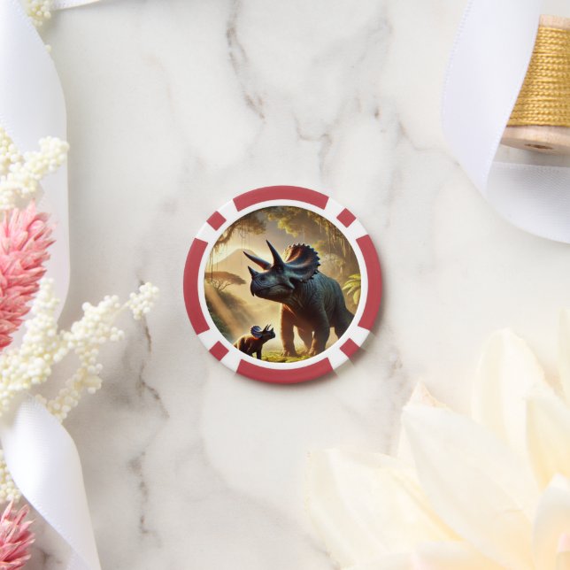 A majestic adult Triceratops  Poker Chips (Wedding)