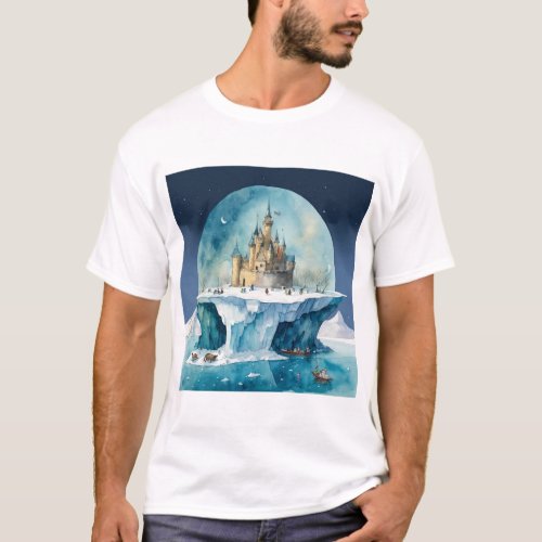 A majestic castle stands atop an iceberg T_Shirt