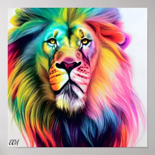 A Majestic Colorful Lion Poster