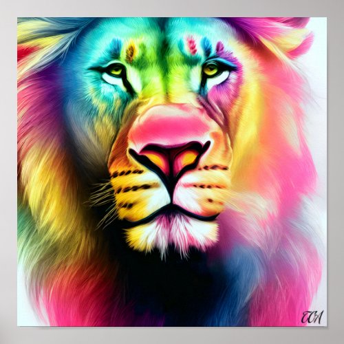 A Majestic Colorful Lion Poster