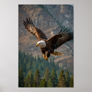 A majestic eagle soars proudly in a close-up poster