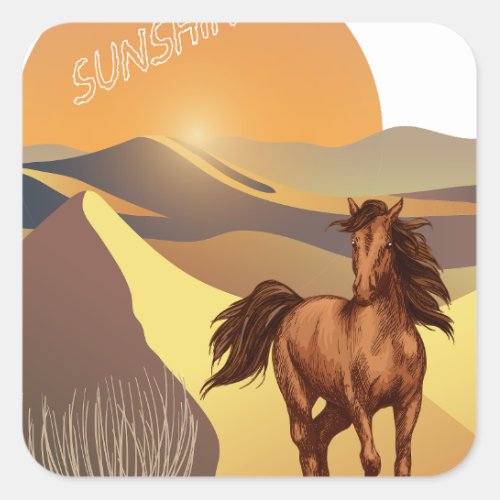 A Majestic Horse Basking in Sunshine Square Sticker