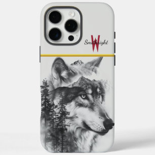 A majestic wolf gazes over misty mountains at dawn iPhone 16 pro max case