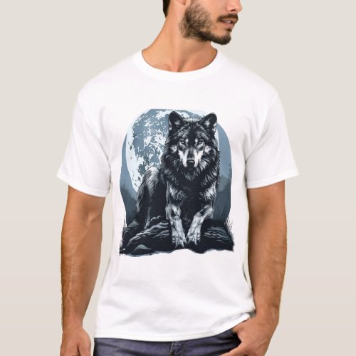 A Majestic Wolf poses for the creator T_Shirt