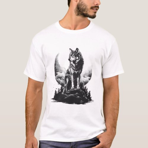 A Majestic Wolf poses for the creator T_Shirt